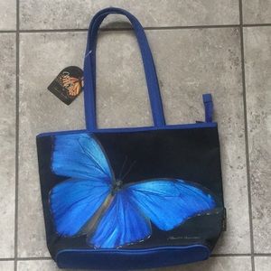 Brilliant Blue Butterfly purse by Harold Feinstein